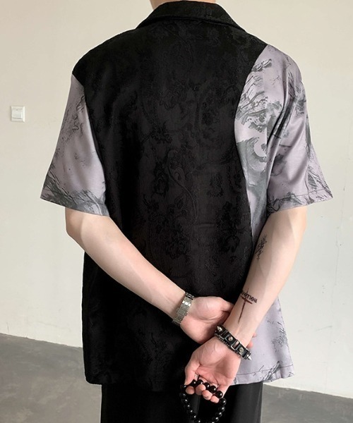 lilful(リルフル)の「チャイナ風オープンカラー半袖シャツ(シャツ/ブラウス・メンズ・ホワイト/ブラック・L/M)」の5枚目の写真