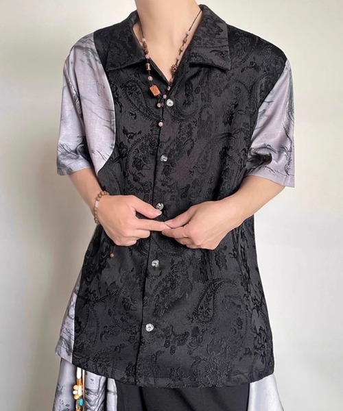 lilful(リルフル)の「チャイナ風オープンカラー半袖シャツ(シャツ/ブラウス・メンズ・ホワイト/ブラック・L/M)」の15枚目の写真
