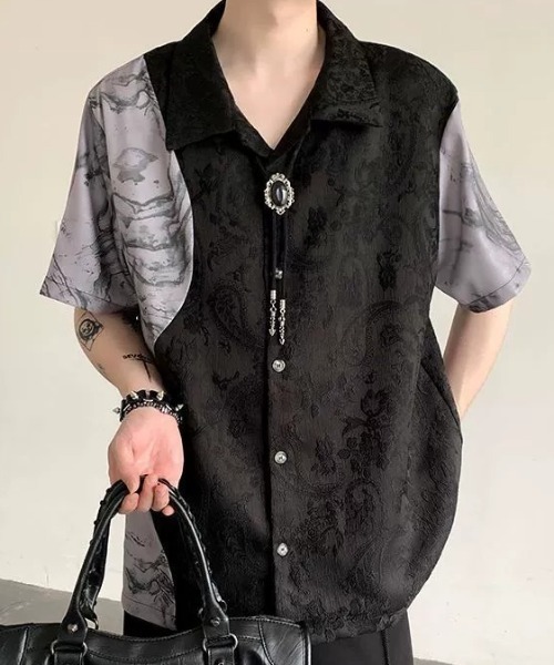 lilful(リルフル)の「チャイナ風オープンカラー半袖シャツ(シャツ/ブラウス・メンズ・ホワイト/ブラック・L/M)」の17枚目の写真