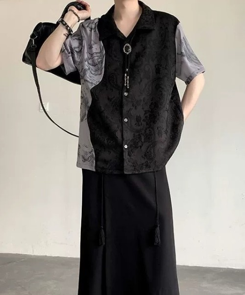 lilful(リルフル)の「チャイナ風オープンカラー半袖シャツ(シャツ/ブラウス・メンズ・ホワイト/ブラック・L/M)」の18枚目の写真