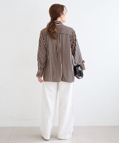 le.coeur blanc(ルクールブラン)の「【日本製】ストライプボウタイブラウス(シャツ/ブラウス・レディース・ブルー系その他4/ホワイト系その他・38)」の3枚目の写真