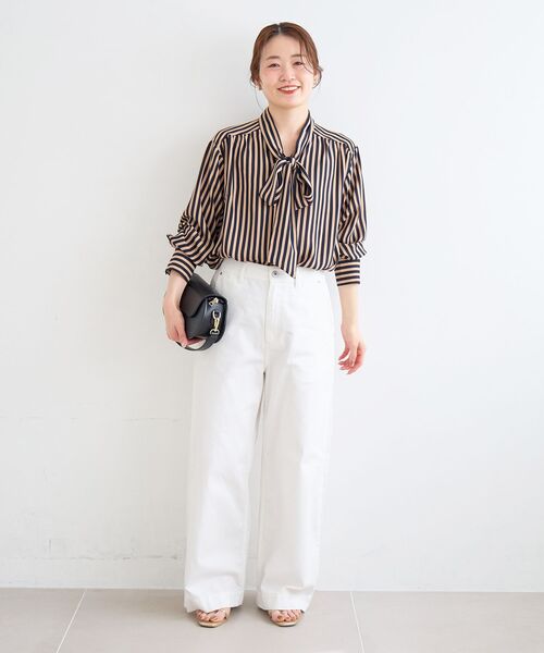 le.coeur blanc(ルクールブラン)の「【日本製】ストライプボウタイブラウス(シャツ/ブラウス・レディース・ブルー系その他4/ホワイト系その他・38)」の5枚目の写真