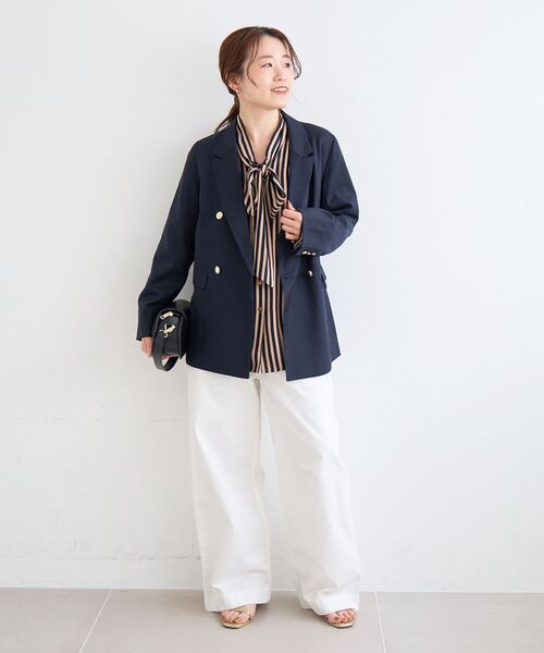 le.coeur blanc(ルクールブラン)の「【日本製】ストライプボウタイブラウス(シャツ/ブラウス・レディース・ブルー系その他4/ホワイト系その他・38)」の7枚目の写真