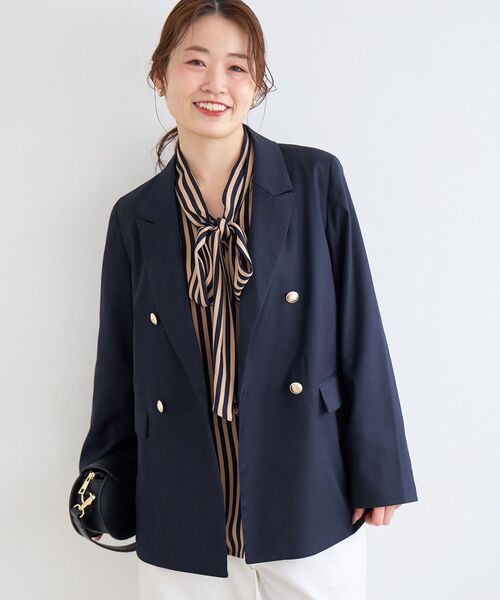 le.coeur blanc(ルクールブラン)の「【日本製】ストライプボウタイブラウス(シャツ/ブラウス・レディース・ブルー系その他4/ホワイト系その他・38)」の8枚目の写真