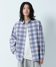 RAGEBLUE | 【LUXURY+EASY】OVER SIZE DRAPE OMBRE CHECK SHIRTS / ラグイージー/オーバーサイズドレープオンブレチェックシャツ(シャツ/ブラウス)