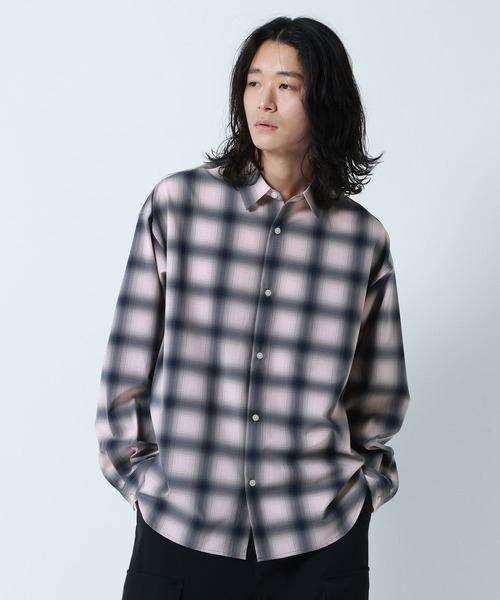 RAGEBLUE（レイジブルー）の「【LUXURY+EASY】OVER SIZE DRAPE OMBRE CHECK SHIRTS / ラグイージー/オーバーサイズドレープオンブレチェックシャツ（シャツ/ブラウス・メンズ・ライトブルー/ブラック/ピンク・LARGE/MEDIUM）」の15枚目の写真