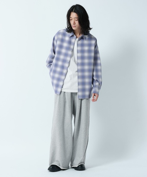 RAGEBLUE（レイジブルー）の「【LUXURY+EASY】OVER SIZE DRAPE OMBRE CHECK SHIRTS / ラグイージー/オーバーサイズドレープオンブレチェックシャツ（シャツ/ブラウス・メンズ・ライトブルー/ブラック/ピンク・LARGE/MEDIUM）」の16枚目の写真