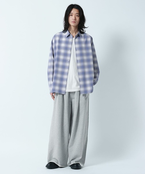 RAGEBLUE（レイジブルー）の「【LUXURY+EASY】OVER SIZE DRAPE OMBRE CHECK SHIRTS / ラグイージー/オーバーサイズドレープオンブレチェックシャツ（シャツ/ブラウス・メンズ・ライトブルー/ブラック/ピンク・LARGE/MEDIUM）」の17枚目の写真