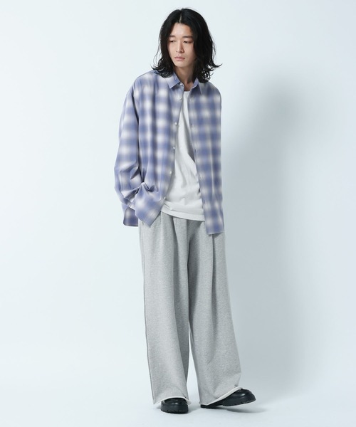 RAGEBLUE（レイジブルー）の「【LUXURY+EASY】OVER SIZE DRAPE OMBRE CHECK SHIRTS / ラグイージー/オーバーサイズドレープオンブレチェックシャツ（シャツ/ブラウス・メンズ・ライトブルー/ブラック/ピンク・LARGE/MEDIUM）」の18枚目の写真