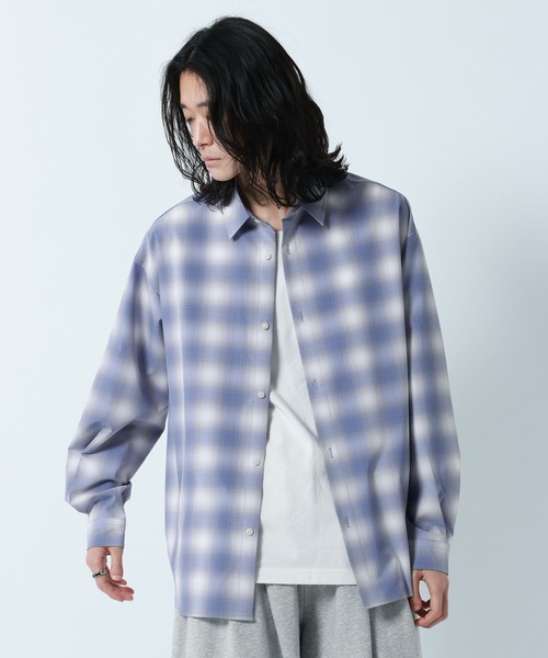 RAGEBLUE（レイジブルー）の「【LUXURY+EASY】OVER SIZE DRAPE OMBRE CHECK SHIRTS / ラグイージー/オーバーサイズドレープオンブレチェックシャツ（シャツ/ブラウス・メンズ・ライトブルー/ブラック/ピンク・LARGE/MEDIUM）」の21枚目の写真