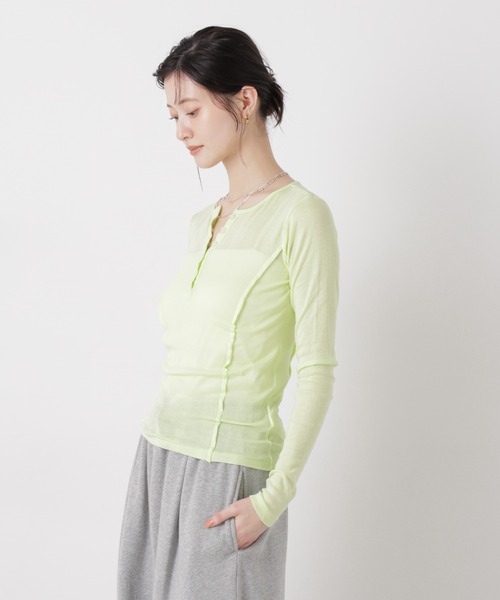NANO universe(ナノユニバース)の「Robert P. Miller/LightPrib Henly L/S Tee(Tシャツ/カットソー・レディース・ライム/オフホワイト/その他1・FREE)」の5枚目の写真