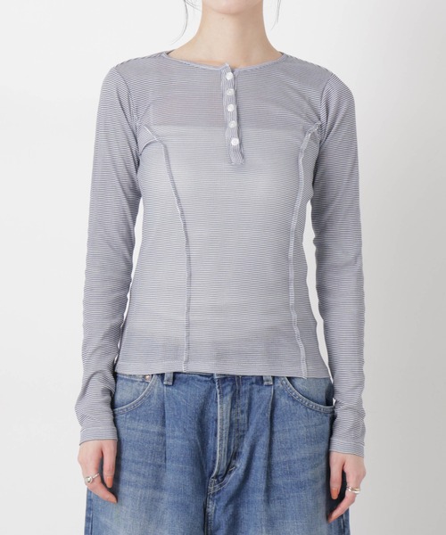 NANO universe(ナノユニバース)の「Robert P. Miller/LightPrib Henly L/S Tee(Tシャツ/カットソー・レディース・ライム/オフホワイト/その他1・FREE)」の19枚目の写真
