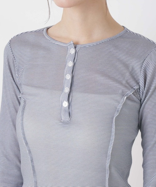 NANO universe(ナノユニバース)の「Robert P. Miller/LightPrib Henly L/S Tee(Tシャツ/カットソー・レディース・ライム/オフホワイト/その他1・FREE)」の22枚目の写真