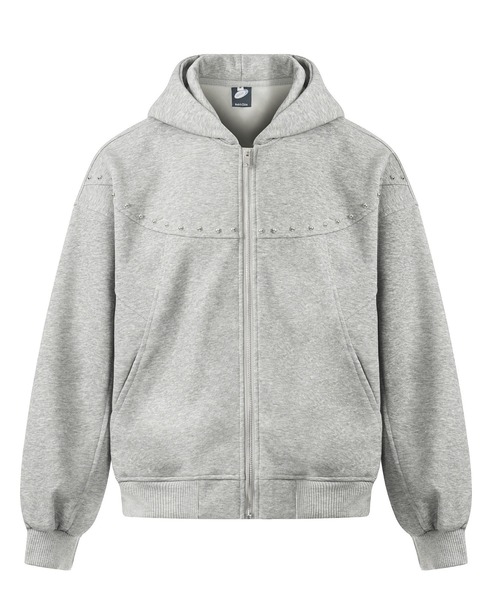 mushwear(マッシュウェア)の「スタッズアクセントジップパーカー(パーカー・メンズ・ブラック/グレー・MEDIUM/LARGE/X-LARGE)」の8枚目の写真