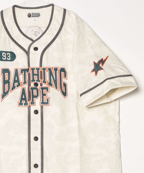 A BATHING APE（アベイシングエイプ）の「SOLID CAMO MULTI LOGO BASEBALL SS SHIRT（シャツ/ブラウス・メンズ・アイボリー/ネイビー・MEDIUM/X-LARGE/XX-LARGE/SMALL/LARGE）」の12枚目の写真