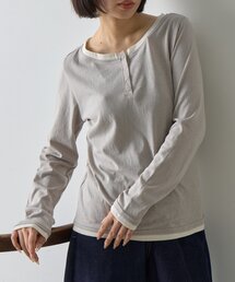 レイヤードライクヘンリーネックロンT