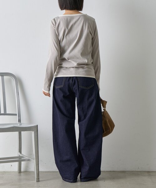 goocy（グーシー）の「レイヤードライクヘンリーネックロンT（Tシャツ/カットソー・レディース・ブラック/ブルー/ライトグレー・FREE）」の15枚目の写真