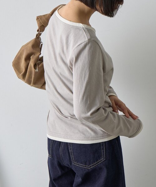 goocy（グーシー）の「レイヤードライクヘンリーネックロンT（Tシャツ/カットソー・レディース・ブラック/ブルー/ライトグレー・FREE）」の17枚目の写真