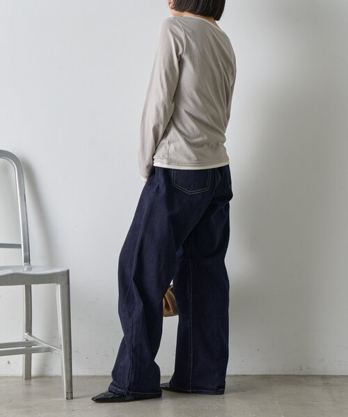 goocy（グーシー）の「レイヤードライクヘンリーネックロンT（Tシャツ/カットソー・レディース・ブラック/ブルー/ライトグレー・FREE）」の19枚目の写真