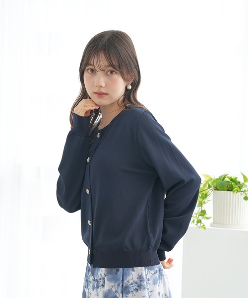 ASTORIA ODIER（アストリアオディール）の「パールビジュー釦カーディガン（カーディガン/ボレロ・レディース・ミント/ホワイト/ネイビー・MEDIUM/SMALL/LARGE）」の18枚目の写真