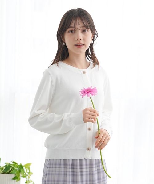 ASTORIA ODIER（アストリアオディール）の「パールビジュー釦カーディガン（カーディガン/ボレロ・レディース・ミント/ホワイト/ネイビー・MEDIUM/SMALL/LARGE）」の21枚目の写真