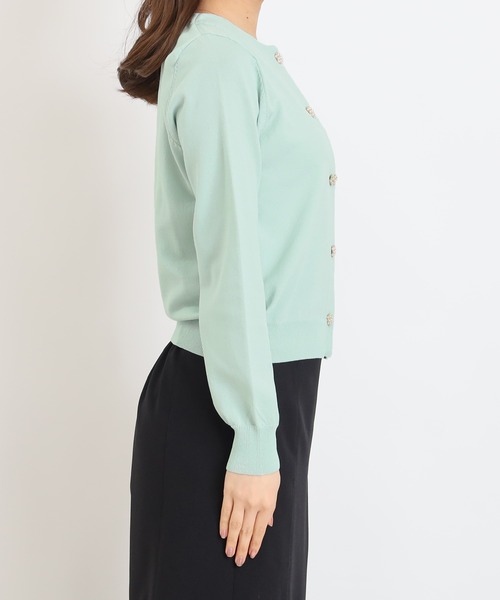 ASTORIA ODIER（アストリアオディール）の「パールビジュー釦カーディガン（カーディガン/ボレロ・レディース・ミント/ホワイト/ネイビー・MEDIUM/SMALL/LARGE）」の6枚目の写真