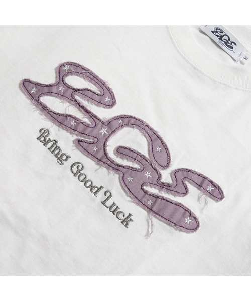 BGL(ビージーエル)の「RAW EDGE LOGO TEE / 切りっぱなし / ロゴ /アップリケ 半袖Tシャツ(Tシャツ/カットソー・レディース・チャコールグレー/オフホワイト・S/L/M)」の6枚目の写真