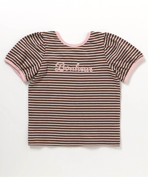 apres les cours（アプレレクール）の「【WEB限定】バッククロスロゴTシャツ（Tシャツ/カットソー・キッズ・ネイビー/ブラウン/サックスブルー/アイボリー・140/120/130/100/80/90/110）」の2枚目の写真