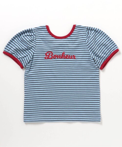 apres les cours（アプレレクール）の「【WEB限定】バッククロスロゴTシャツ（Tシャツ/カットソー・キッズ・ネイビー/ブラウン/サックスブルー/アイボリー・140/120/130/100/80/90/110）」の4枚目の写真