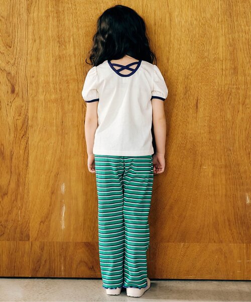 apres les cours（アプレレクール）の「【WEB限定】バッククロスロゴTシャツ（Tシャツ/カットソー・キッズ・ネイビー/ブラウン/サックスブルー/アイボリー・140/120/130/100/80/90/110）」の9枚目の写真