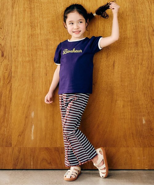 apres les cours（アプレレクール）の「【WEB限定】バッククロスロゴTシャツ（Tシャツ/カットソー・キッズ・ネイビー/ブラウン/サックスブルー/アイボリー・140/120/130/100/80/90/110）」の14枚目の写真