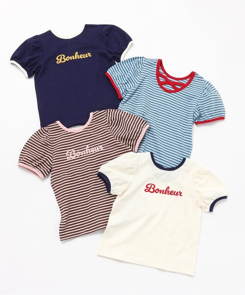 apres les cours（アプレレクール）の「【WEB限定】バッククロスロゴTシャツ（Tシャツ/カットソー・キッズ・ネイビー/ブラウン/サックスブルー/アイボリー・140/120/130/100/80/90/110）」の19枚目の写真