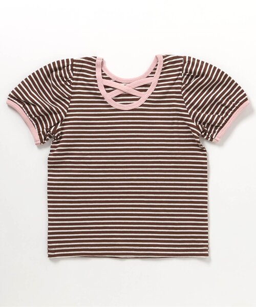 apres les cours（アプレレクール）の「【WEB限定】バッククロスロゴTシャツ（Tシャツ/カットソー・キッズ・ネイビー/ブラウン/サックスブルー/アイボリー・140/120/130/100/80/90/110）」の16枚目の写真