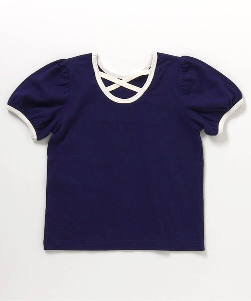 apres les cours（アプレレクール）の「【WEB限定】バッククロスロゴTシャツ（Tシャツ/カットソー・キッズ・ネイビー/ブラウン/サックスブルー/アイボリー・140/120/130/100/80/90/110）」の13枚目の写真