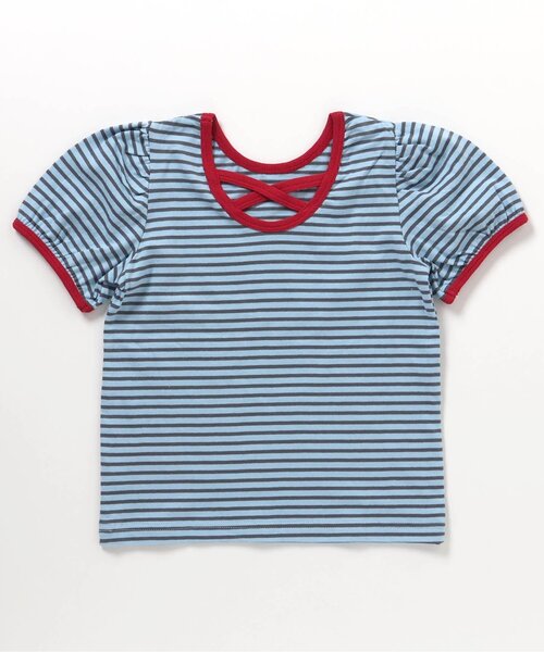 apres les cours（アプレレクール）の「【WEB限定】バッククロスロゴTシャツ（Tシャツ/カットソー・キッズ・ネイビー/ブラウン/サックスブルー/アイボリー・140/120/130/100/80/90/110）」の17枚目の写真