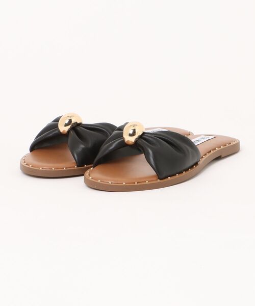 STEVE MADDEN(スティーブマデン)の「ギャザーリボンフラットサンダル/S.MADDEN DISPY-CN-XS(サンダル・レディース・ブラック/ゴールド・22.5cm/23.0cm/23.5cm/23.5-24/24.0cm/24.5cm)」の5枚目の写真