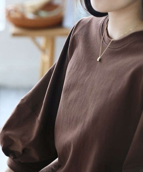 mielu(ミエル)の「《大人きれいめカジュアル♪》七分袖シンプルクルーネックカットソー 春夏(Tシャツ/カットソー・レディース・ブラック/ホワイト/ブラウン/グレー・MEDIUM/LARGE)」の11枚目の写真
