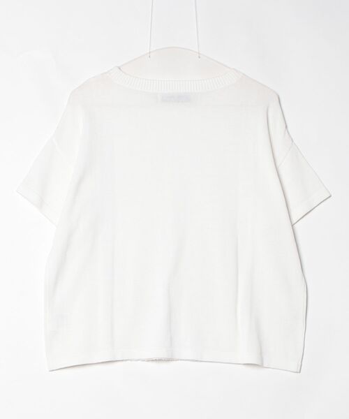 FUNALIVE(ファンアライブ)の「pole pole. 千鳥ジャガード切替 幅広プルオーバー 半袖(Tシャツ/カットソー・レディース・オフホワイト/ブラック・FREE)」の3枚目の写真
