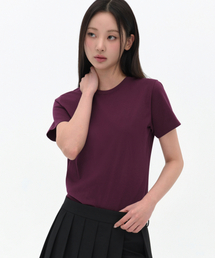 ウィメンズプレーンクルネックTシャツ[バーガンディ]