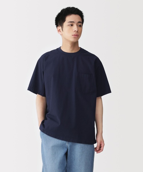 無印良品(ムジルシリョウヒン)の「紳士 涼感クルーネック半袖布帛Tシャツ(シャツ/ブラウス・メンズ・カーキ/ブラック/ネイビー/ダークグレー/ホワイト・M/L/XL/S)」の5枚目の写真