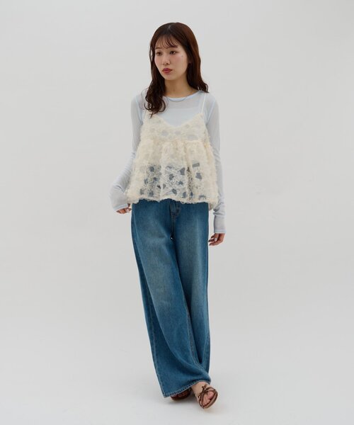 DISCOAT(ディスコート)の「【umm.】立体レースキャミソール(シャツ/ブラウス・レディース・サックスブルー/アイボリー/ピンク・FREE)」の12枚目の写真