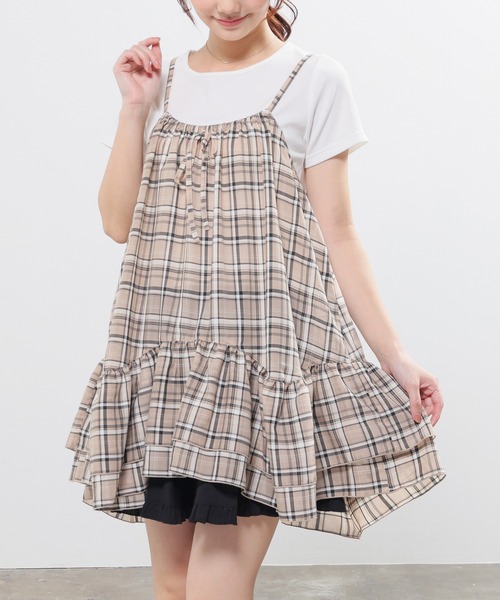 Honeys(ハニーズ)の「イレヘムキャミワンピース(ワンピース・レディース・ブラウン系/ベージュ系/ネイビー系・S/M/L)」の7枚目の写真