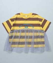 MARKEY'S（マーキーズ）の「【LSP WOW!】チュール付きボーダー半袖Tee（Tシャツ/カットソー）」