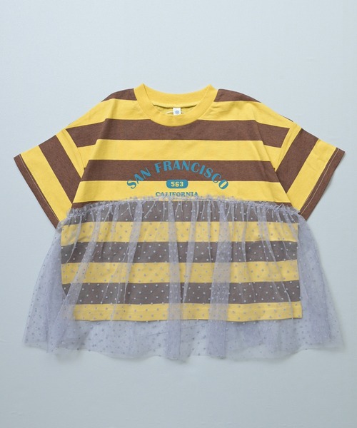 MARKEY'S(マーキーズ)の「【LSP WOW!】チュール付きボーダー半袖Tee(Tシャツ/カットソー・キッズ・ライトブルー/グリーン系その他/ピンク系その他/イエロー系その他・100/90/80/95/130/120/110)」の4枚目の写真