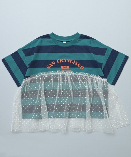 MARKEY'S(マーキーズ)の「【LSP WOW!】チュール付きボーダー半袖Tee(Tシャツ/カットソー・キッズ・ライトブルー/グリーン系その他/ピンク系その他/イエロー系その他・100/90/80/95/130/120/110)」の10枚目の写真