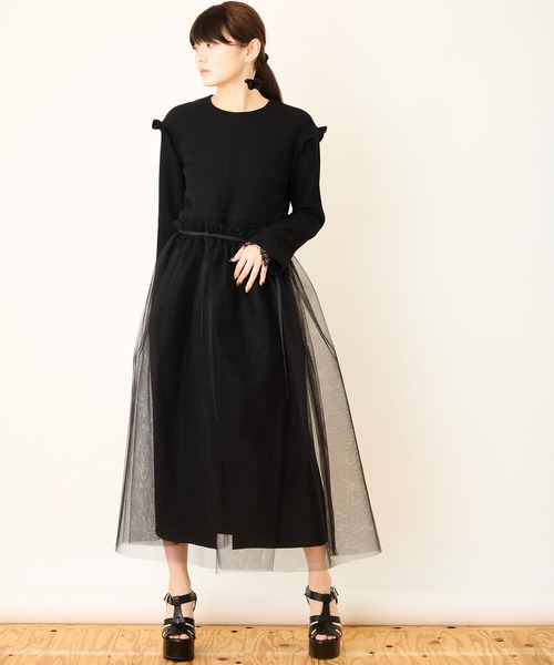 Ranerrh(ラネリ)の「レイヤードチュールオーバースカート【結婚式・入卒式】【オケージョン・セレモニー/デイリーにも】【重ね着アイテム】(スカート・レディース・レッド/ブラック・38)」の15枚目の写真