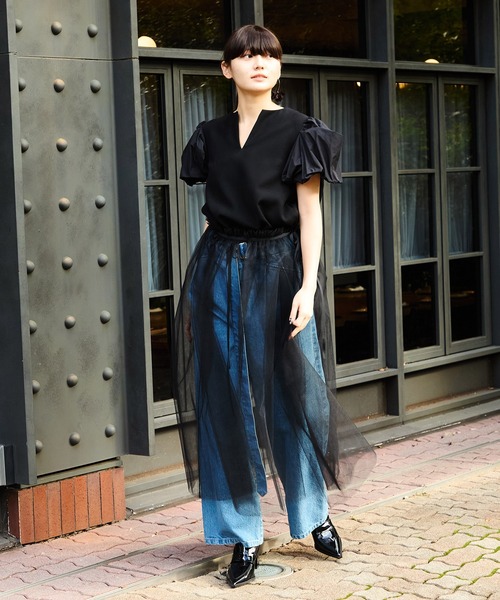 Ranerrh(ラネリ)の「レイヤードチュールオーバースカート【結婚式・入卒式】【オケージョン・セレモニー/デイリーにも】【重ね着アイテム】(スカート・レディース・レッド/ブラック・38)」の21枚目の写真