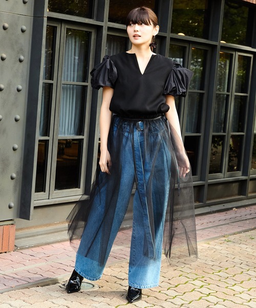 Ranerrh(ラネリ)の「レイヤードチュールオーバースカート【結婚式・入卒式】【オケージョン・セレモニー/デイリーにも】【重ね着アイテム】(スカート・レディース・レッド/ブラック・38)」の22枚目の写真