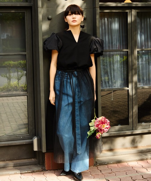 Ranerrh(ラネリ)の「レイヤードチュールオーバースカート【結婚式・入卒式】【オケージョン・セレモニー/デイリーにも】【重ね着アイテム】(スカート・レディース・レッド/ブラック・38)」の7枚目の写真