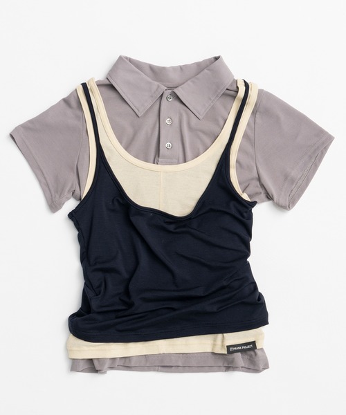 PRANK PROJECT（プランクプロジェクト）の「【2026Summer Pre-Order】レイヤードポロシャツ / Layered Polo Shirt（Tシャツ/カットソー・レディース・グレー/ブラック・FREE）」の19枚目の写真